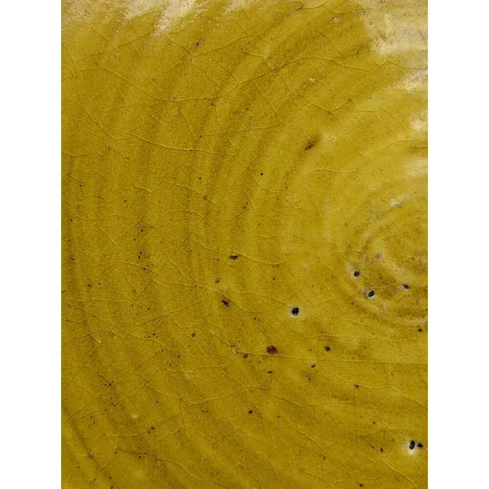 Vintage Bitossi Ashtray Round Bowl‎ Brown Yellow 1960s Italy Brutalist 10.5